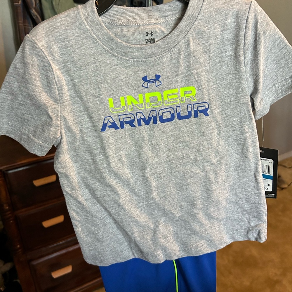 Under Armour Kids Gray Tee with Neon Accents
